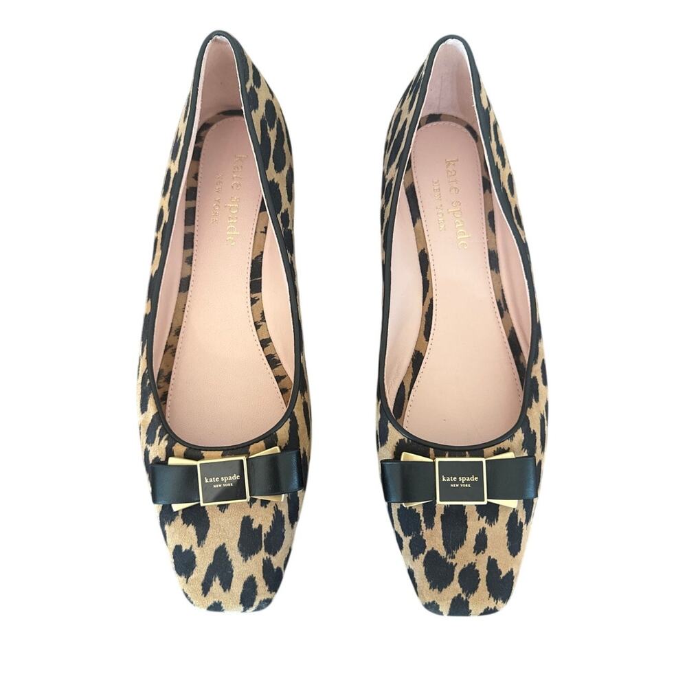kate spade Leopard Print Bow Slip-On Flats in Black and Tan